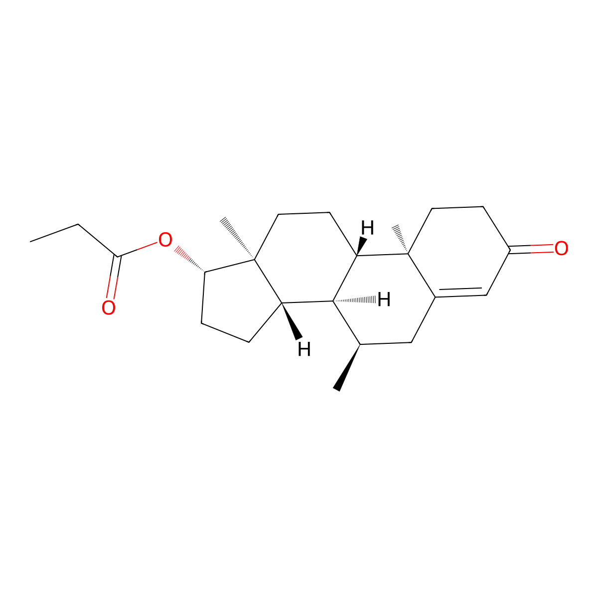 17beta-Hydroxy-7alpha-methylandrost-4-en-3-one propionate molecular structure, CAS 6305-06-2