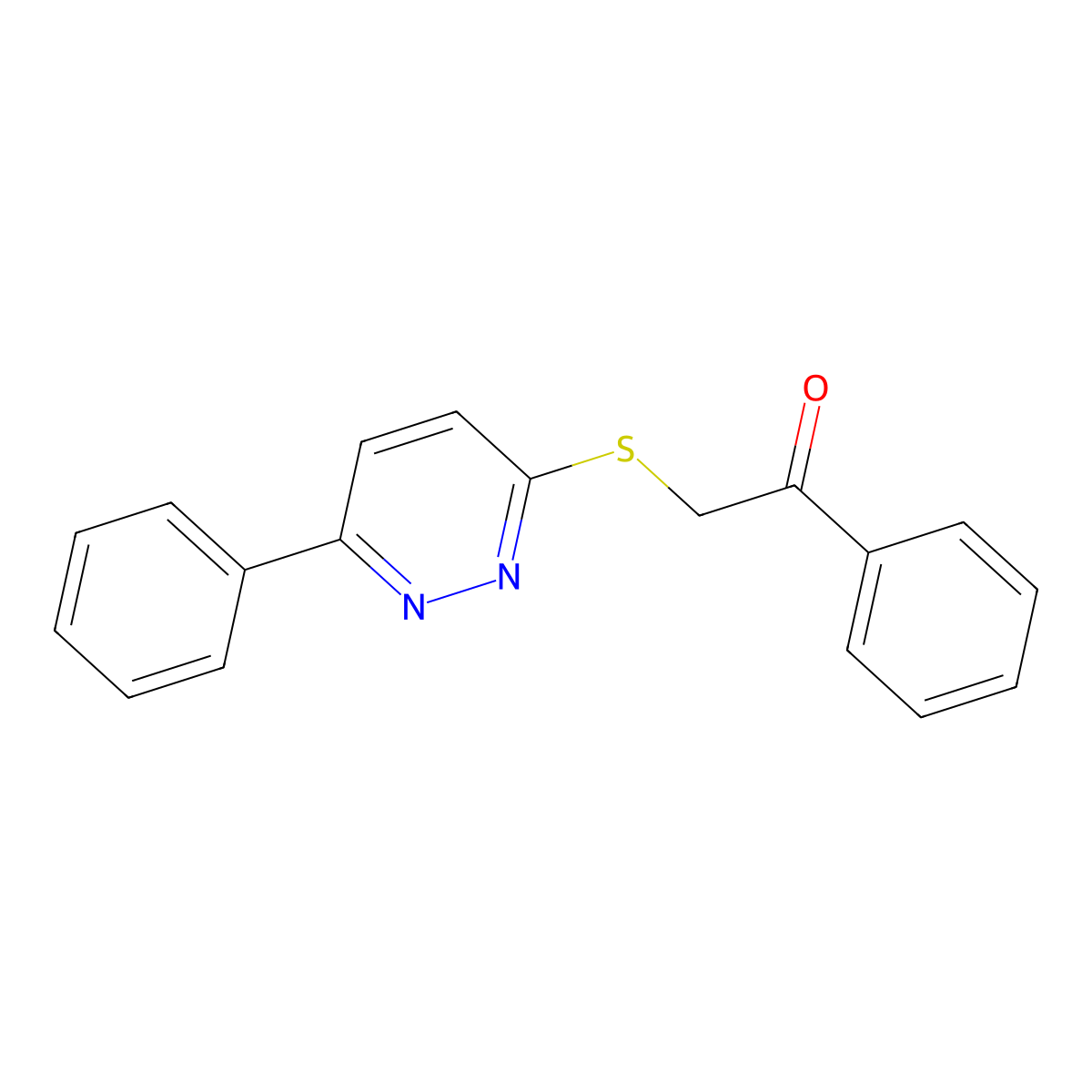 1-Phenyl-2-(6-phenylpyridazin-3-yl)sulfanylethanone molecular structure, CAS 63052-44-8
