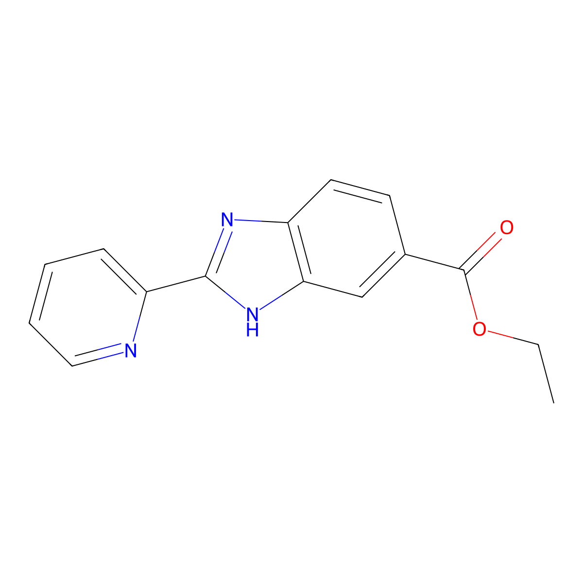 1H-Benzimidazole-5-carboxylic acid, 2-(2-pyridinyl)-, ethyl ester molecular structure, CAS 63053-16-7