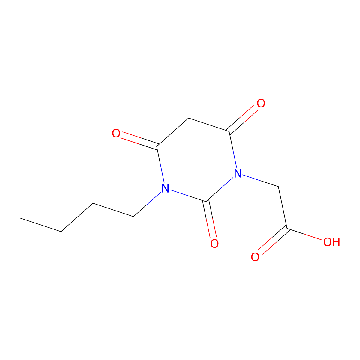 1(2H)-Pyrimidineacetic acid, 3-butyltetrahydro-2,4,6-trioxo- molecular structure, CAS 63059-37-0