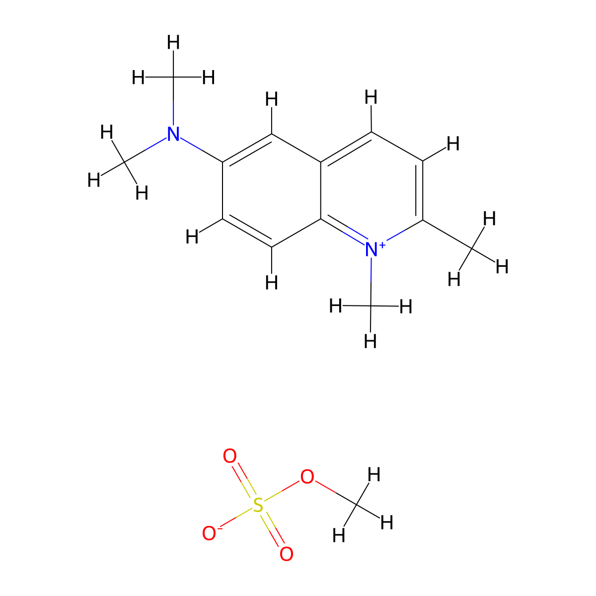 Quinolinium, 6-(dimethylamino)-1,2-dimethyl-, methyl sulfate (1:1) molecular structure, CAS 63059-61-0