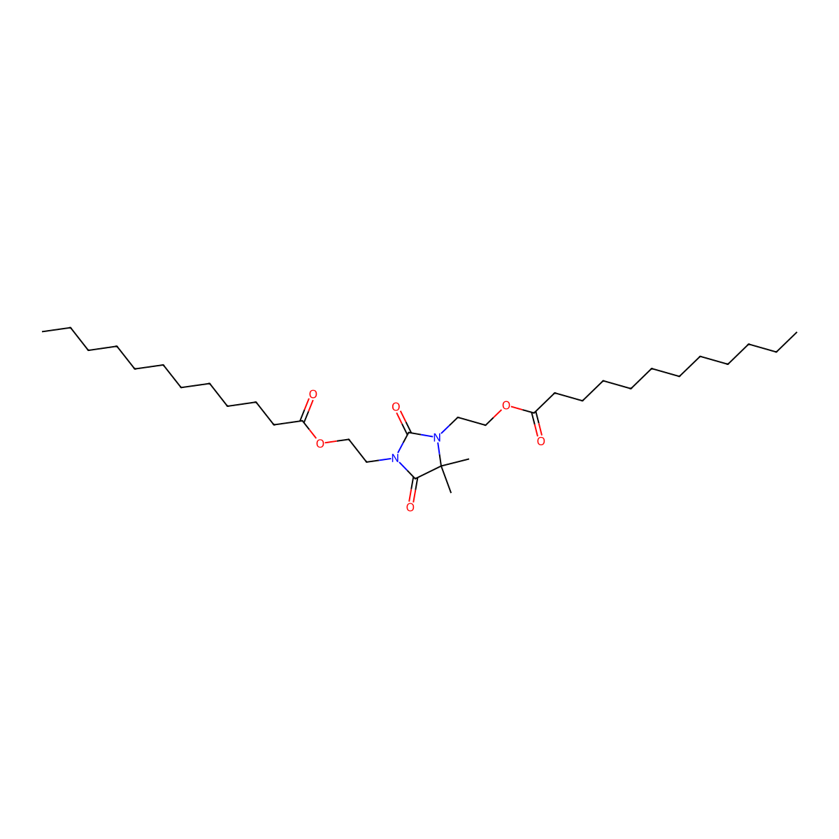 Diethylol dimethyl hydantoin dilaurate molecular structure, CAS 63059-80-3