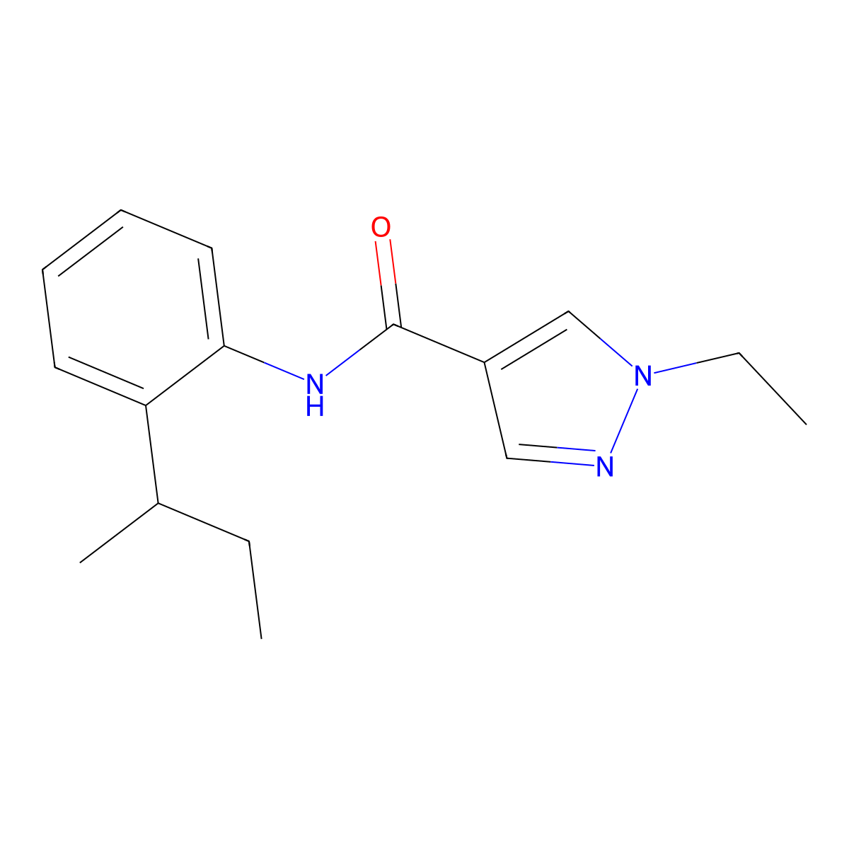 N-(2-butan-2-ylphenyl)-1-ethyl-pyrazole-4-carboxamide molecular structure, CAS 6306-32-7