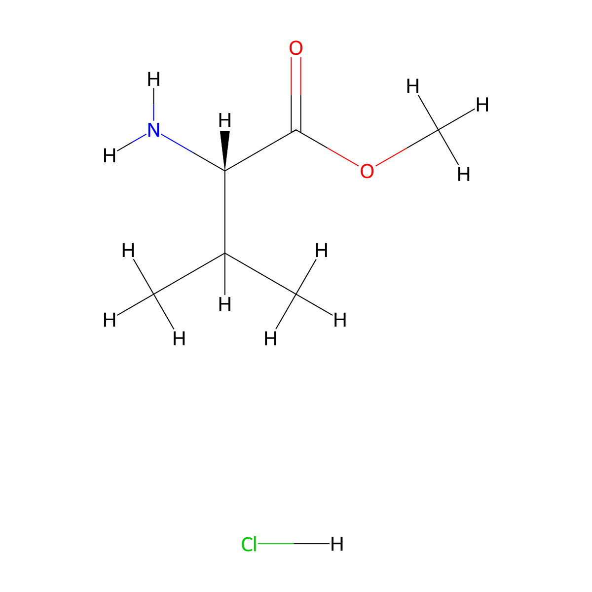 Methyl valinate hydrochloride molecular structure, CAS 6306-52-1