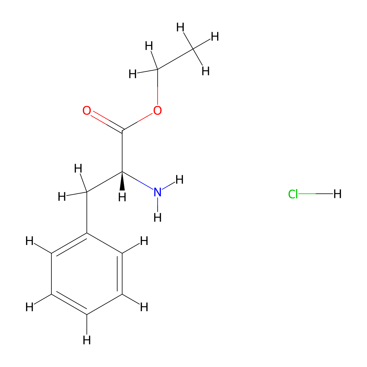 (R)-Ethyl 2-amino-3-phenylpropanoate hydrochloride molecular structure, CAS 63060-94-6