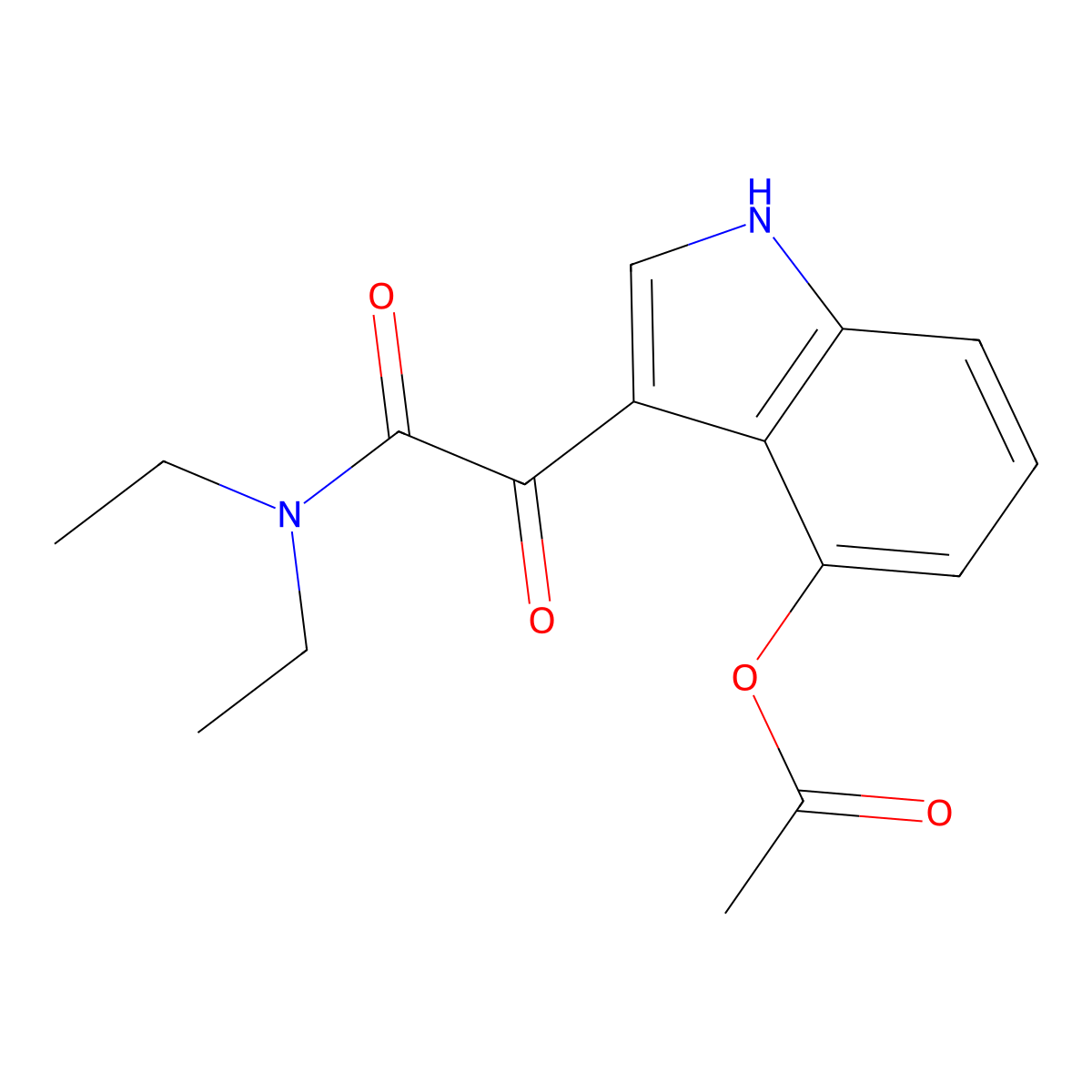 3-(2-(diethylamino)-2-oxoacetyl)-1H-indol-4-yl acetate molecular structure, CAS 63065-81-6
