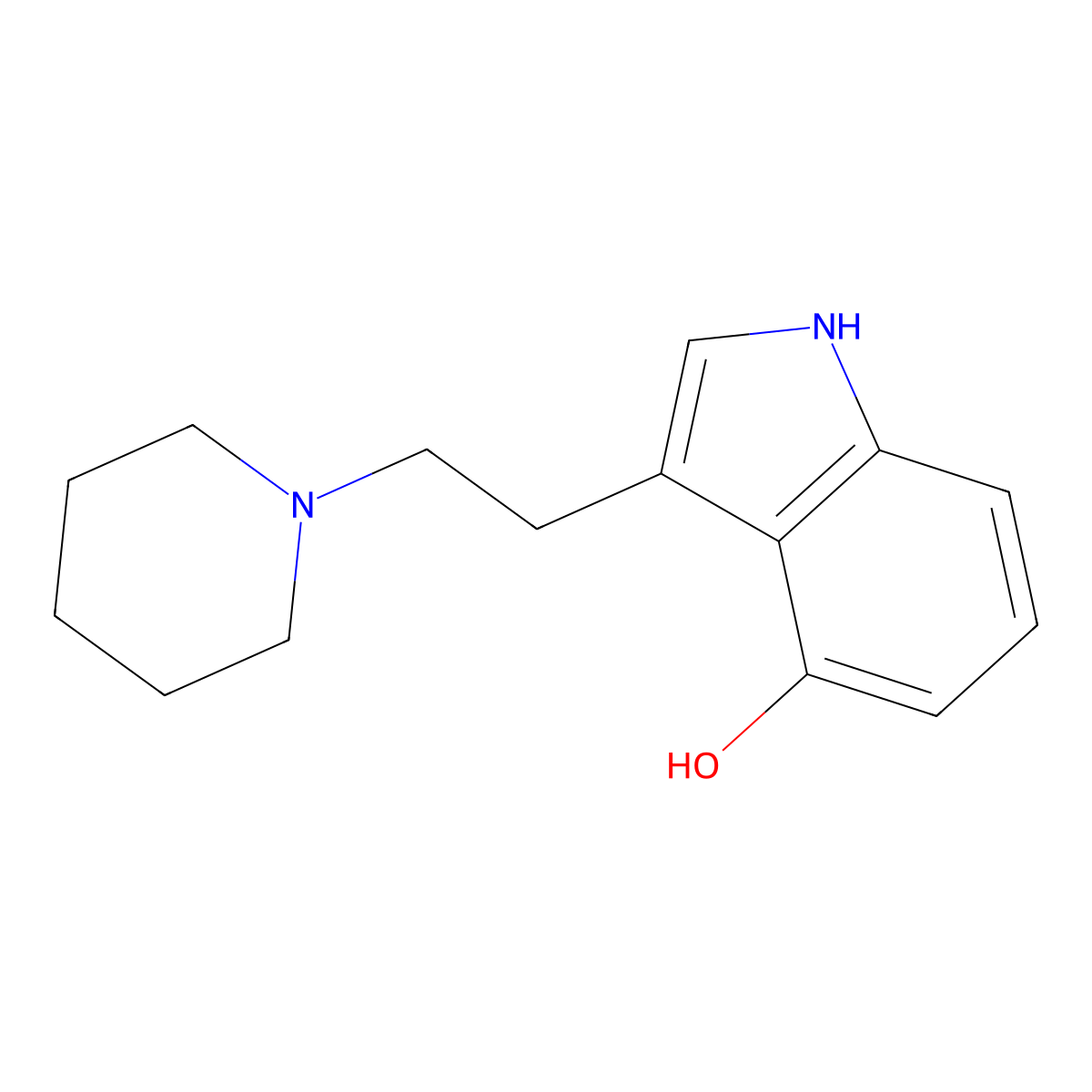 3-(2-Piperidin-1-yl-ethyl)-1H-indol-4-ol molecular structure, CAS 63065-91-8