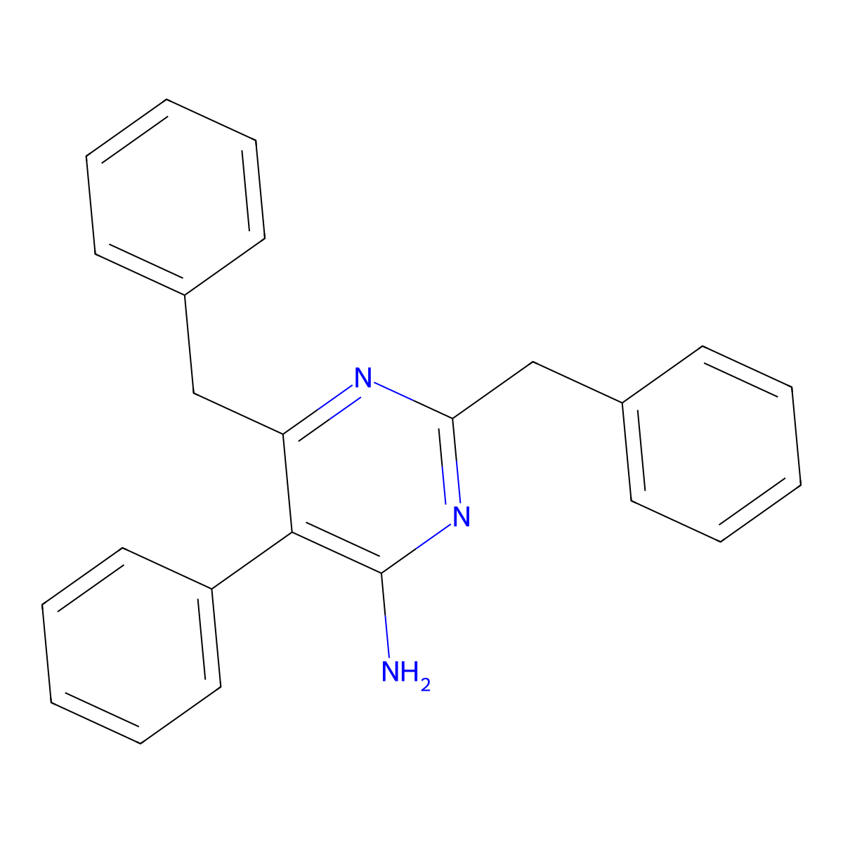 Pyrimidine, 4-amino-2,6-dibenzyl-5-phenyl- molecular structure, CAS 6307-01-3