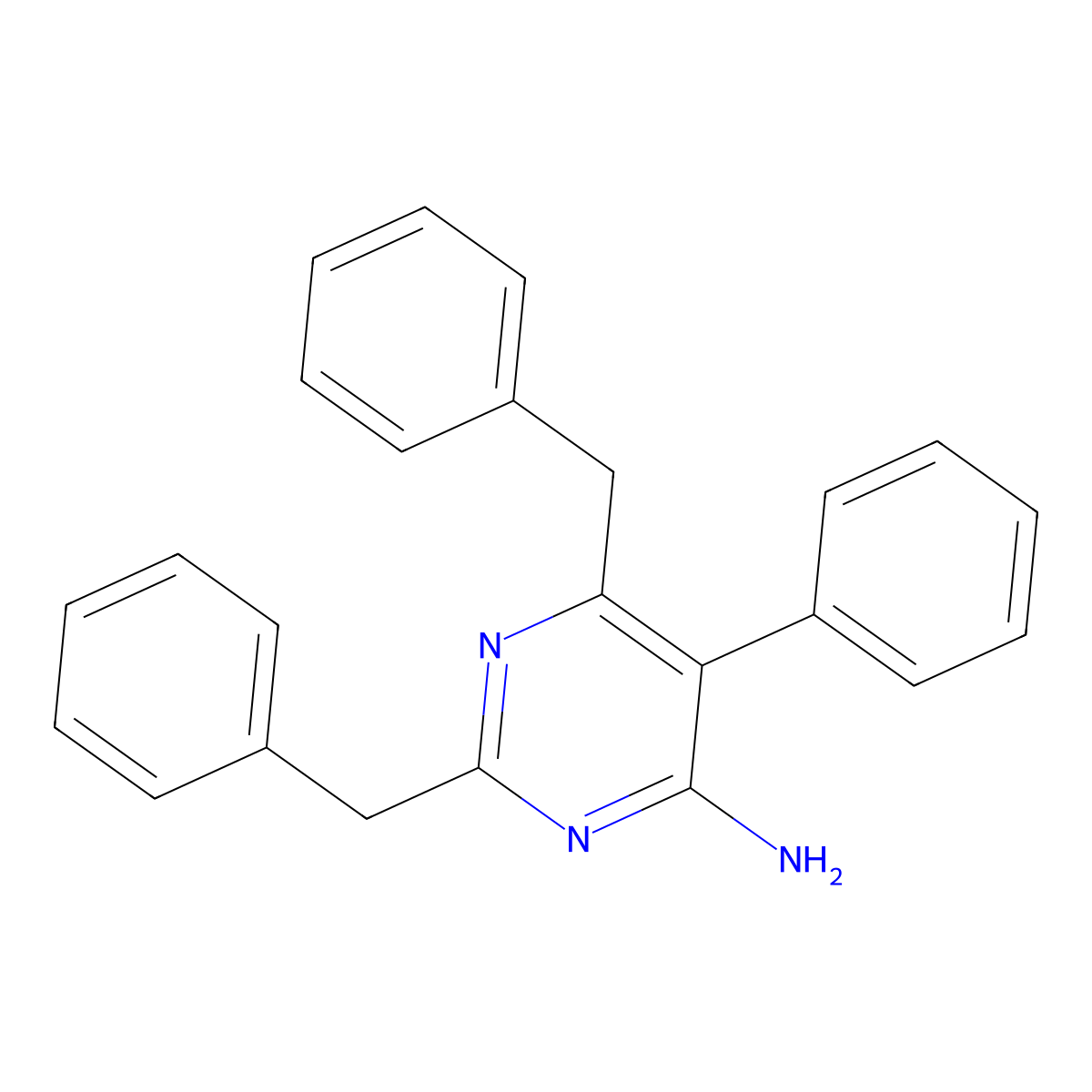 Pyrimidine, 4-amino-2,6-dibenzyl-5-phenyl- molecular structure, CAS 6307-01-3