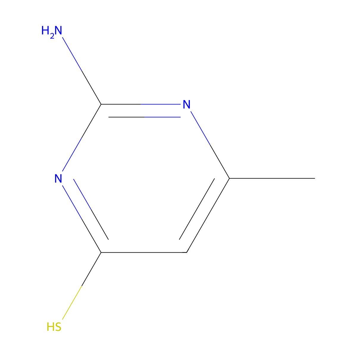 2-amino-6-methylpyrimidine-4-thiol molecular structure, CAS 6307-44-4