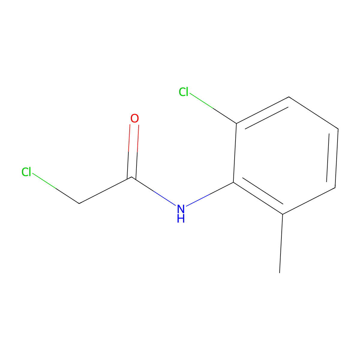 2-Chloro-N-(2-chloro-6-methylphenyl)acetamide molecular structure, CAS 6307-67-1