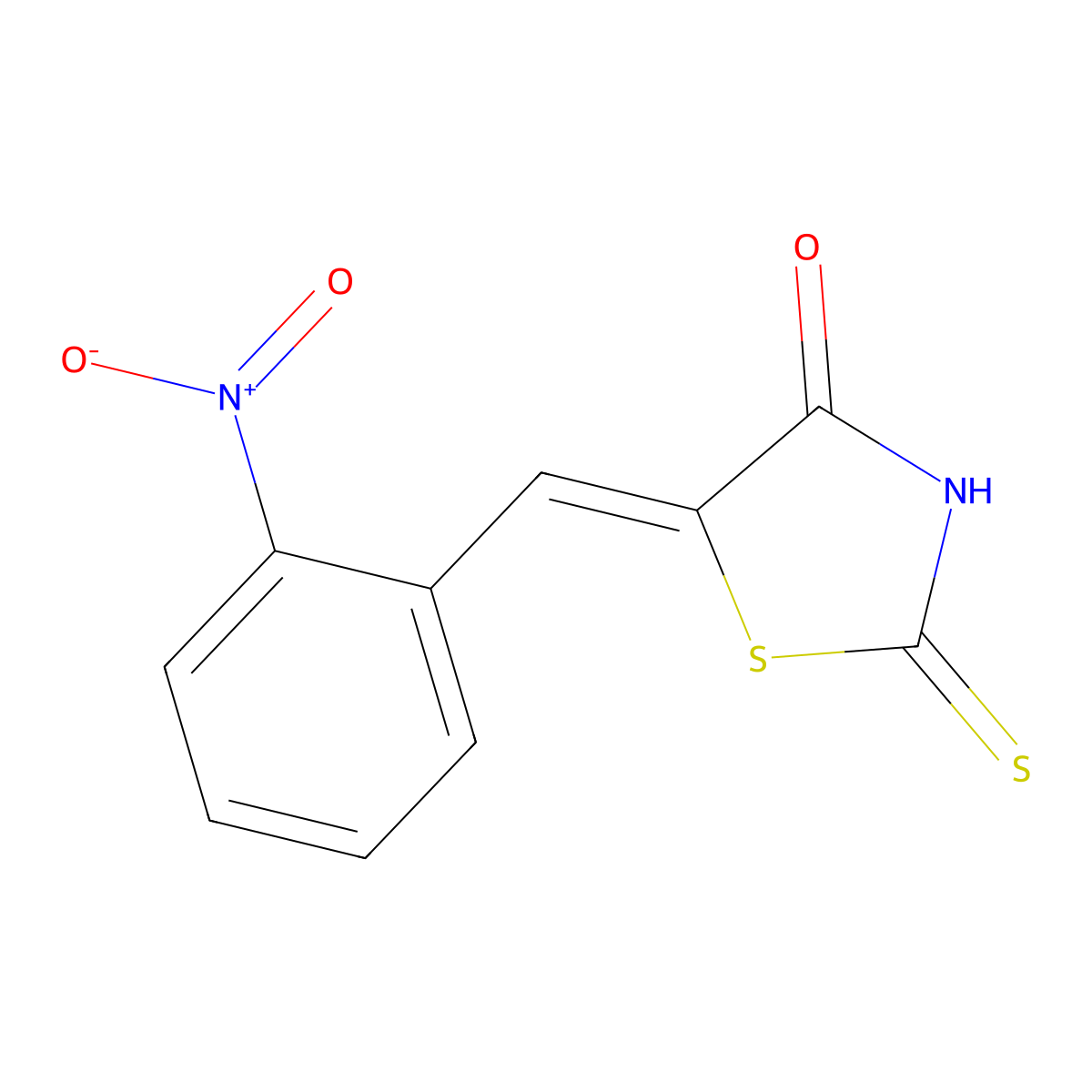 (5E)-2-mercapto-5-(2-nitrobenzylidene)-1,3-thiazol-4(5H)-one molecular structure, CAS 6308-22-1