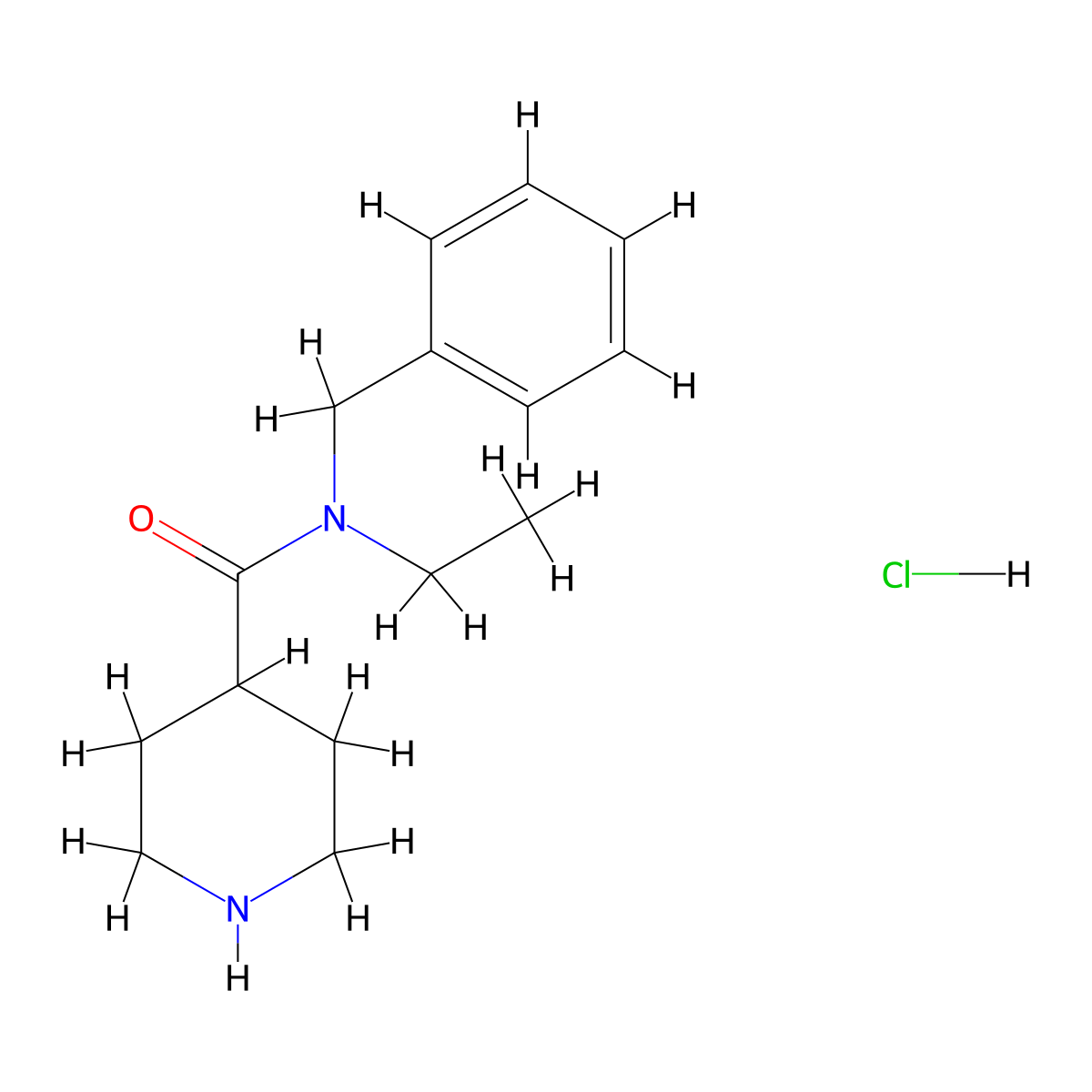 N-Benzyl-N-ethyl-4-piperidinecarboxamide hydrochloride molecular structure, CAS 6308-67-4