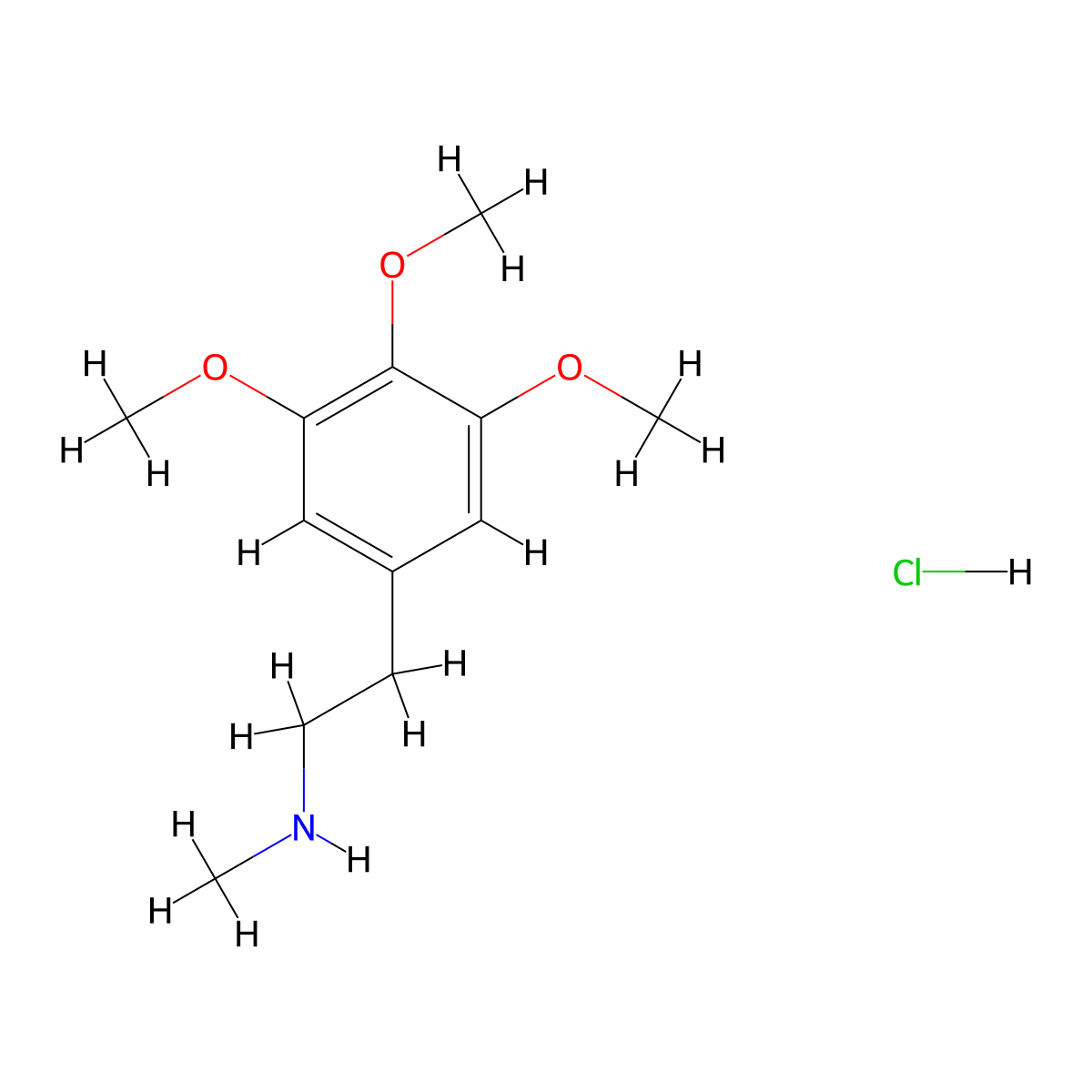 N-Methylmescaline hydrochloride molecular structure, CAS 6308-81-2