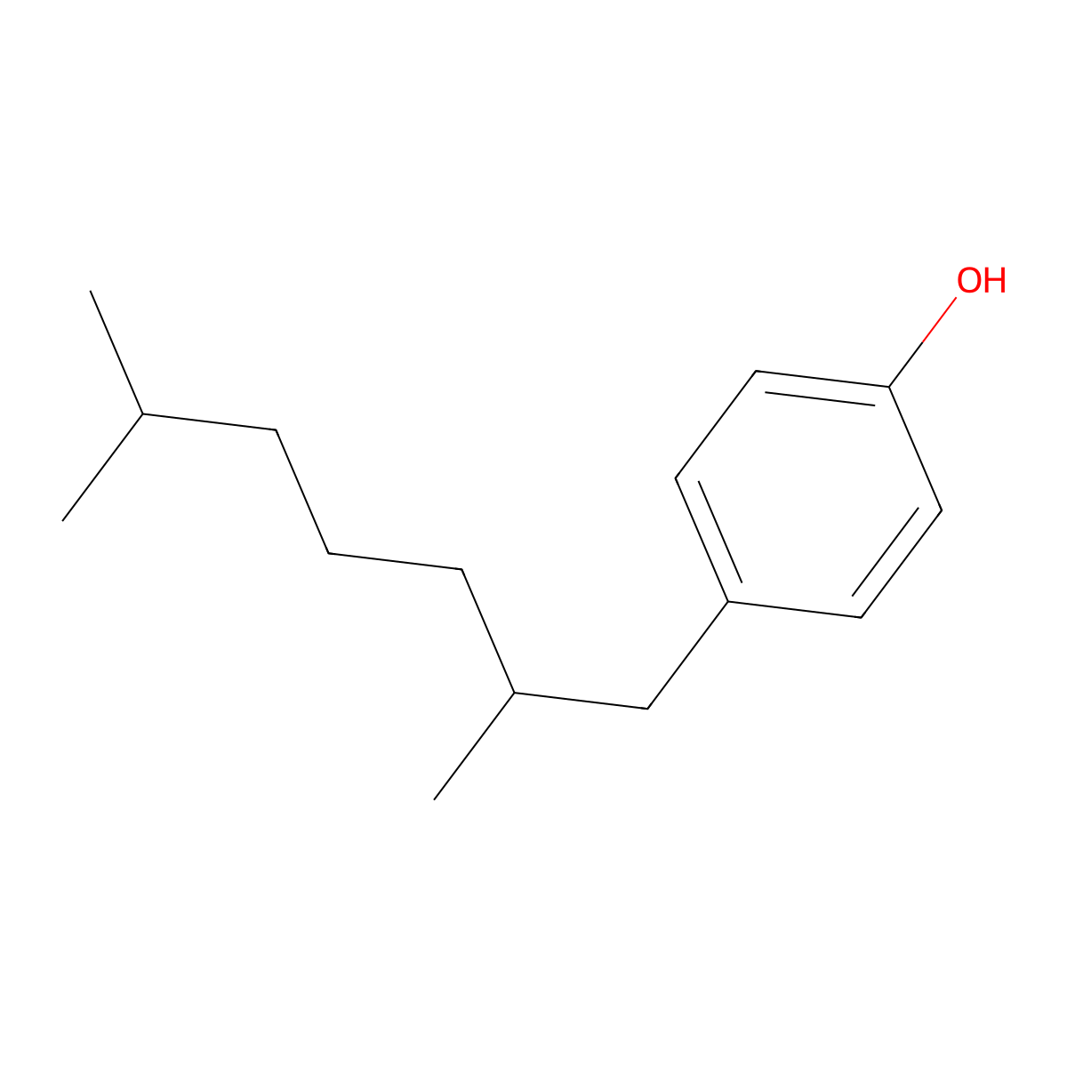 4-(2,6-Dimethylheptyl)phenol molecular structure, CAS 63085-63-2
