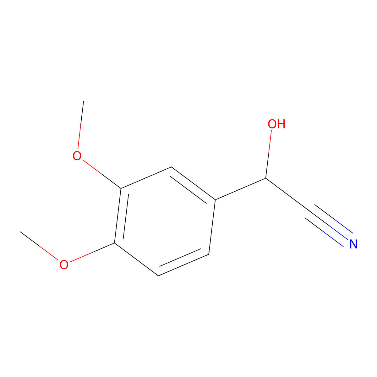 (3,4-Dimethoxyphenyl)(hydroxy)acetonitrile molecular structure, CAS 6309-18-8