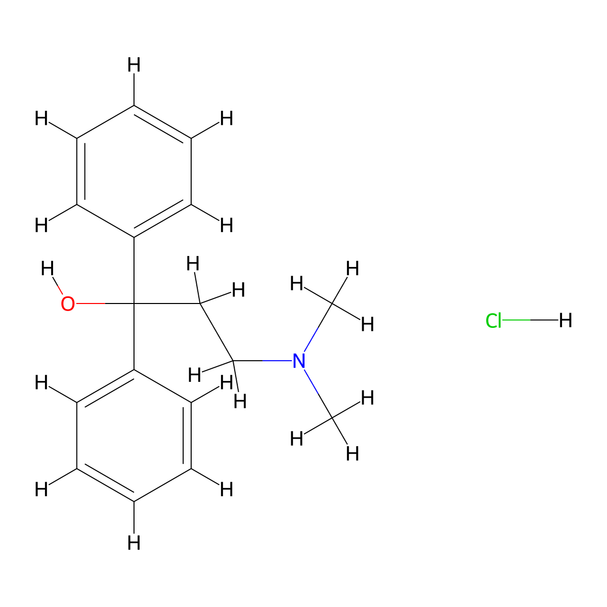 Benzhydrol, alpha-(2-(dimethylamino)ethyl)-, hydrochloride molecular structure, CAS 6309-39-3