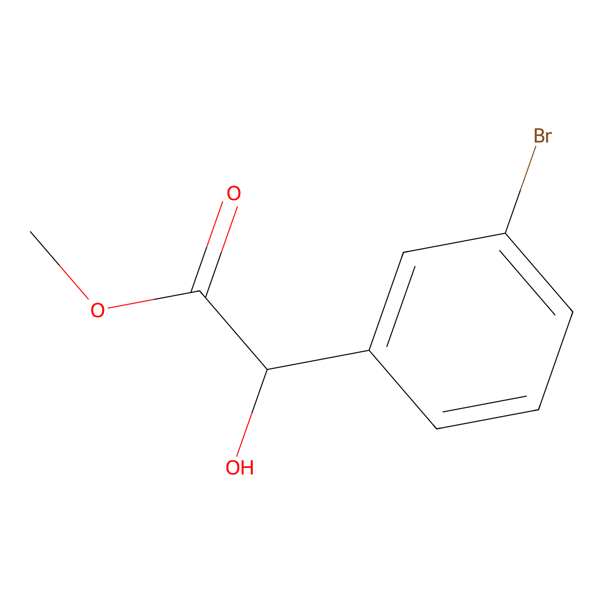 methyl(2S)-2-(3-bromophenyl)-2-hydroxyacetate molecular structure, CAS 63096-34-4