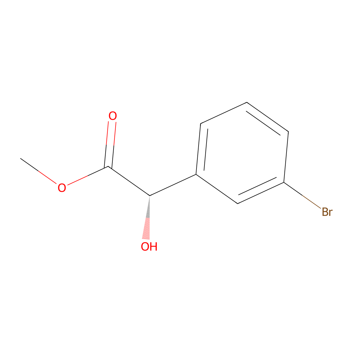 methyl(2S)-2-(3-bromophenyl)-2-hydroxyacetate molecular structure, CAS 63096-34-4