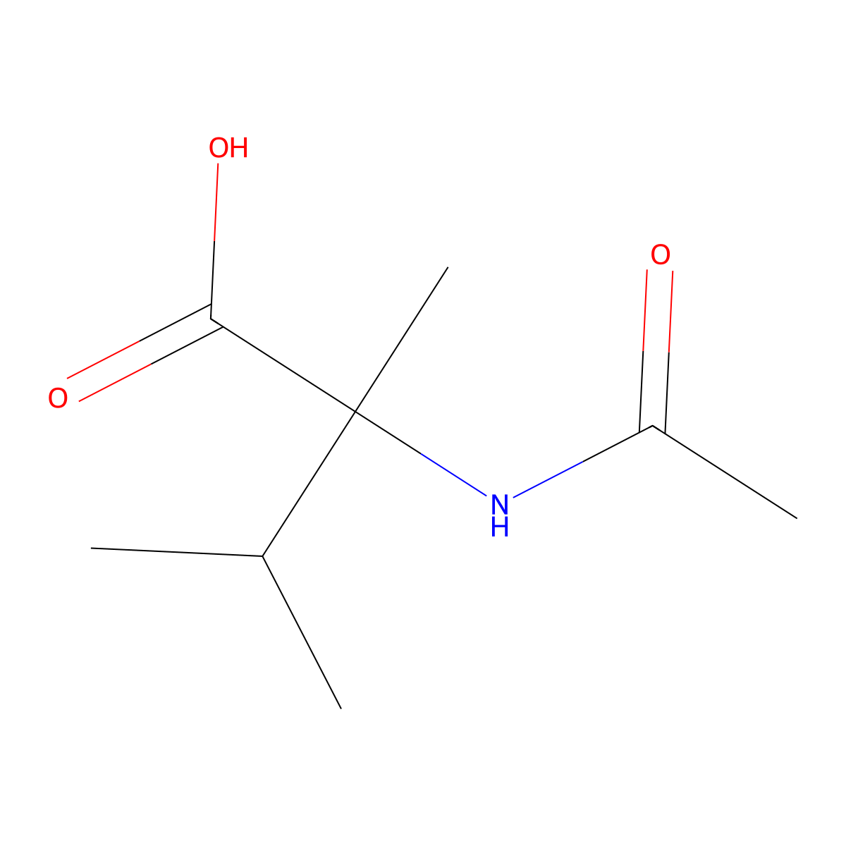 2-Acetamido-2,3-dimethylbutanoic acid molecular structure, CAS 63097-47-2
