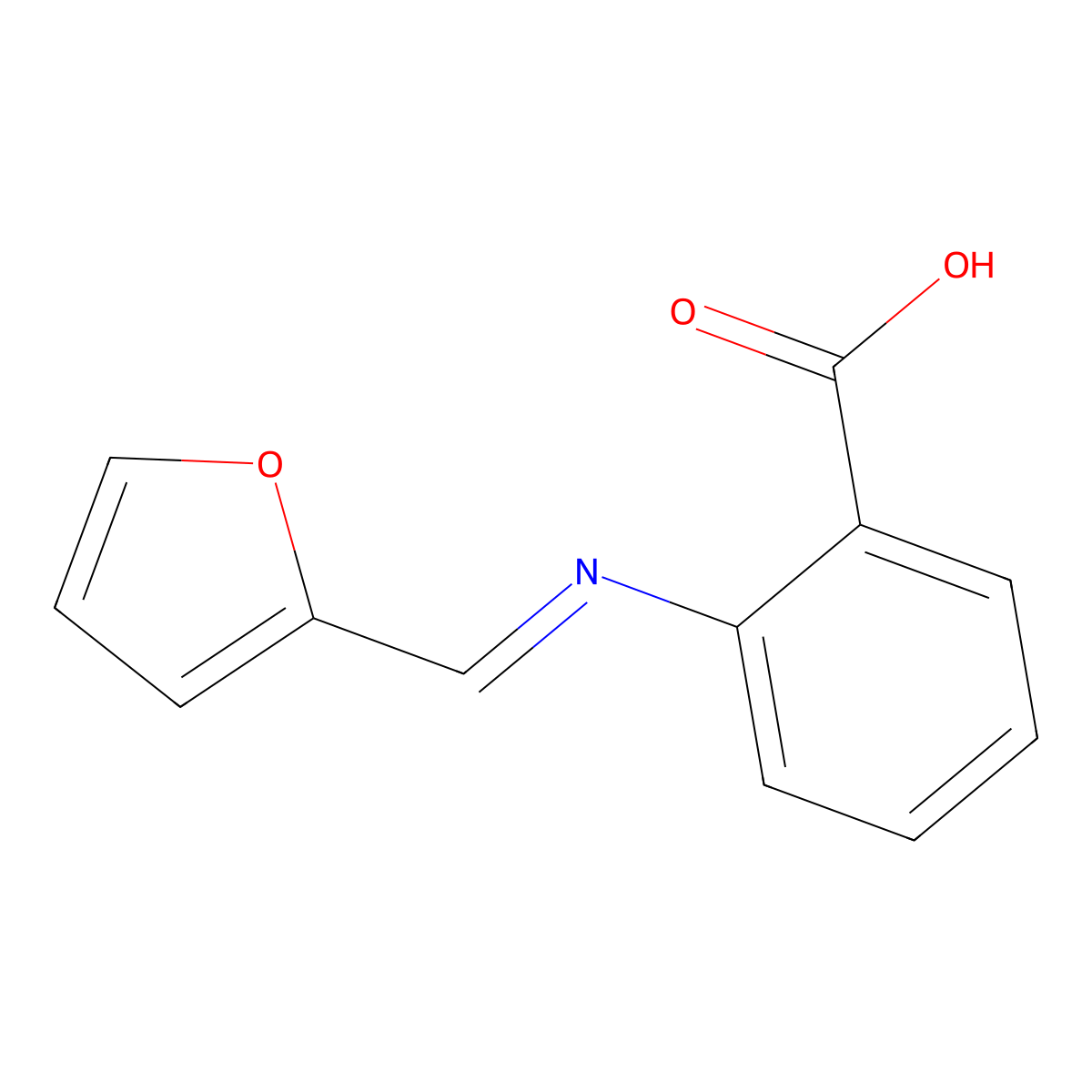 Benzoic acid, 2-[(2-furanylmethylene)amino]- molecular structure, CAS 63098-85-1
