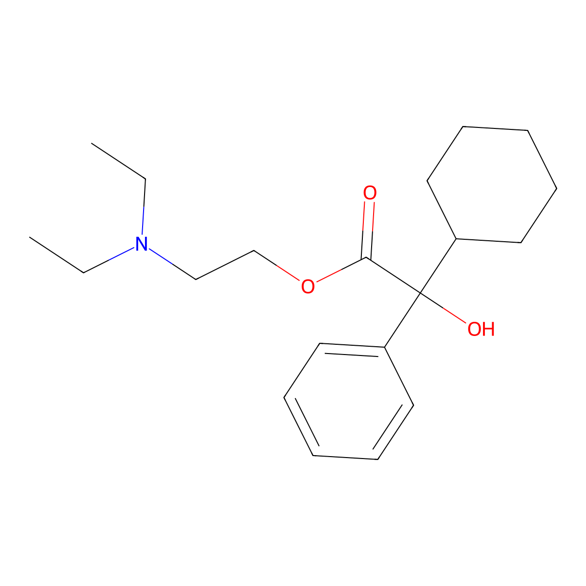 2-(Diethylamino)ethyl cyclohexyl(hydroxy)phenylacetate molecular structure, CAS 631-00-5