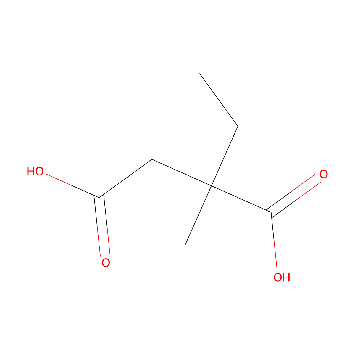 2-Ethyl-2-methylsuccinic acid molecular structure, CAS 631-31-2