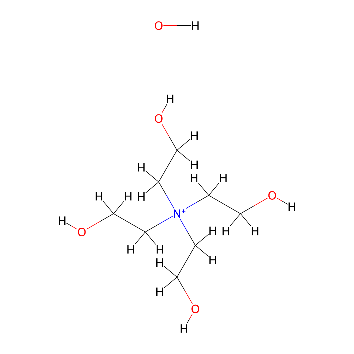 Tetraethanol ammonium hydroxide molecular structure, CAS 631-41-4