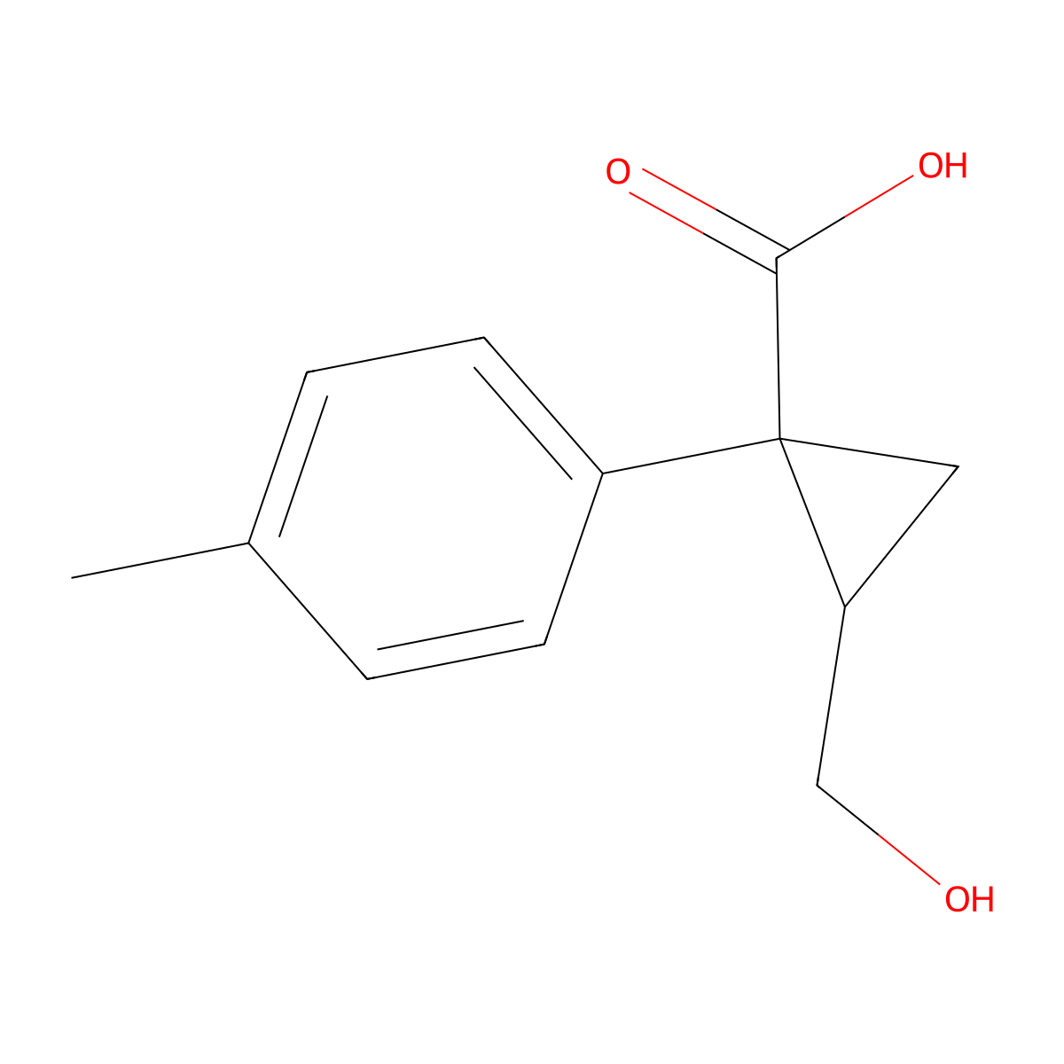 2-(Hydroxymethyl)-1-(4-methylphenyl)cyclopropane-1-carboxylic acid molecular structure, CAS 63106-88-7