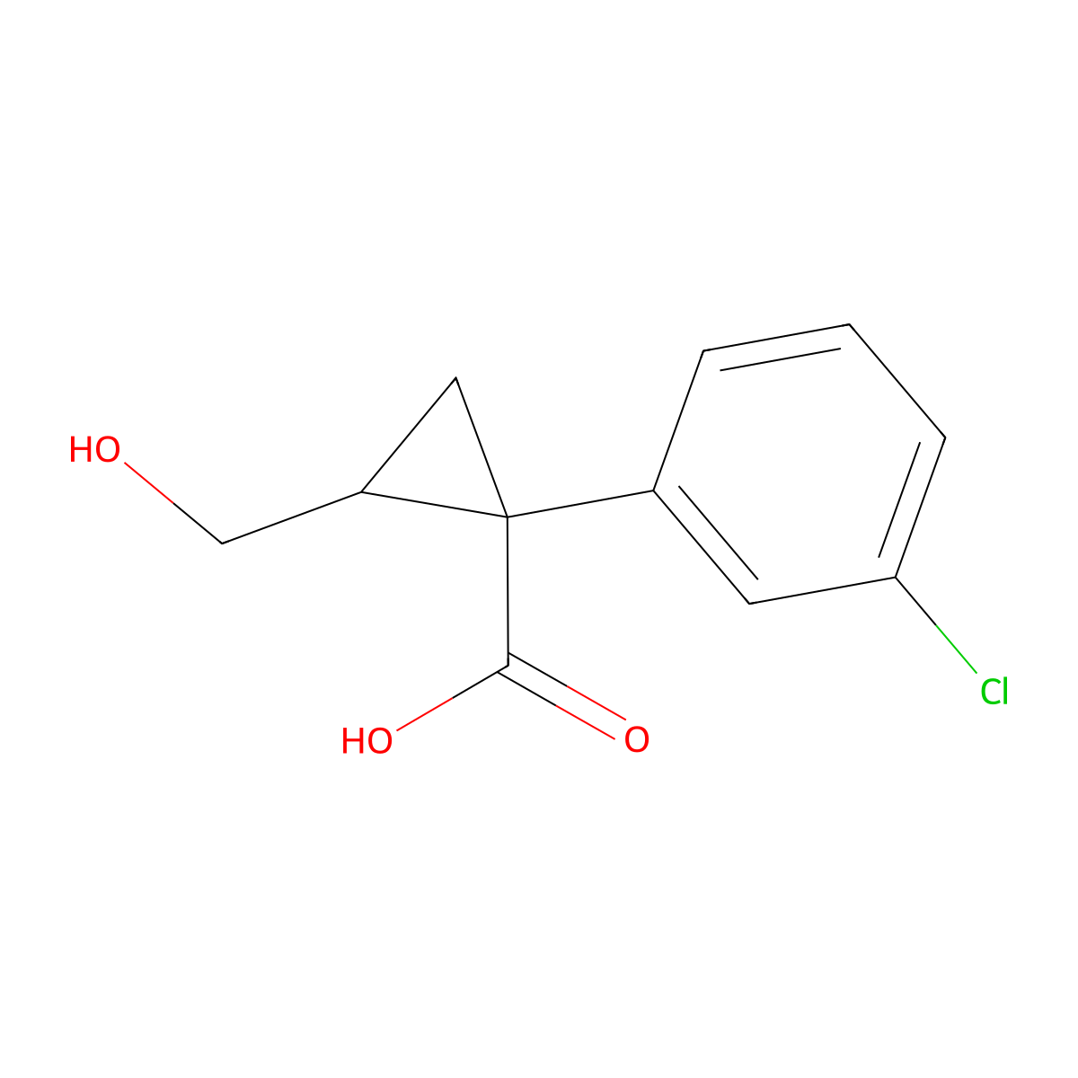 1-(3-Chlorophenyl)-2-(hydroxymethyl)cyclopropane-1-carboxylic acid molecular structure, CAS 63106-91-2