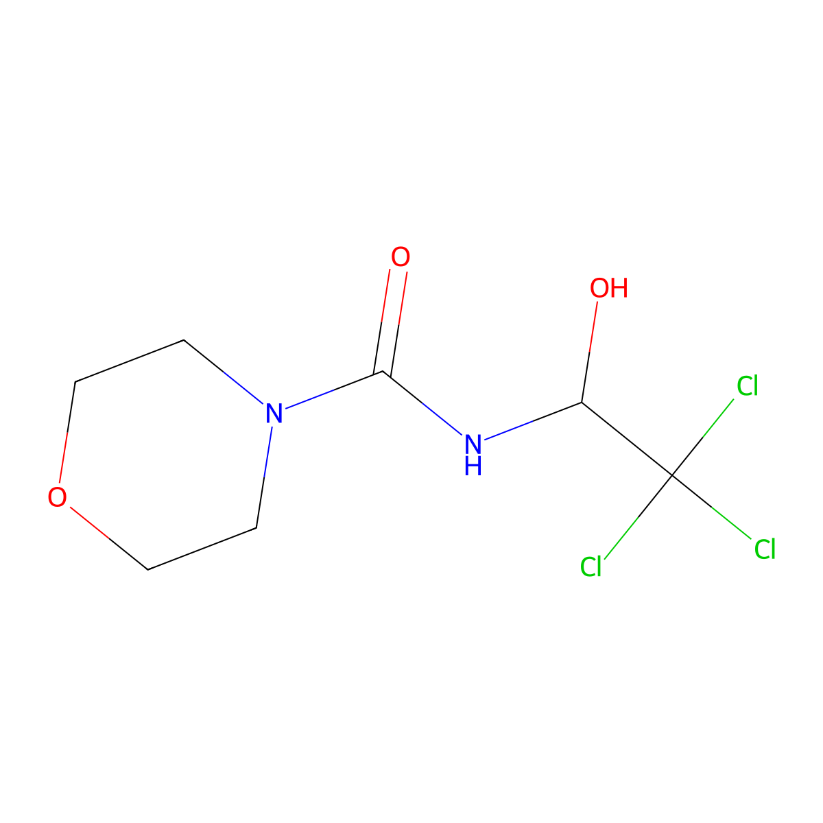 N-(2,2,2-trichloro-1-hydroxyethyl)morpholine-4-carboxamide molecular structure, CAS 63107-72-2