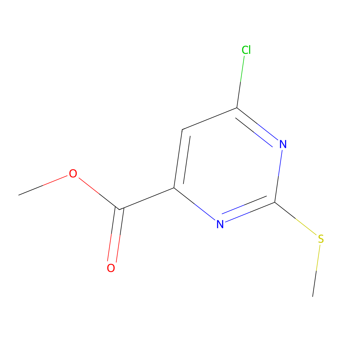Methyl 6-chloro-2-(methylsulfanyl)pyrimidine-4-carboxylate molecular structure, CAS 6311-74-6