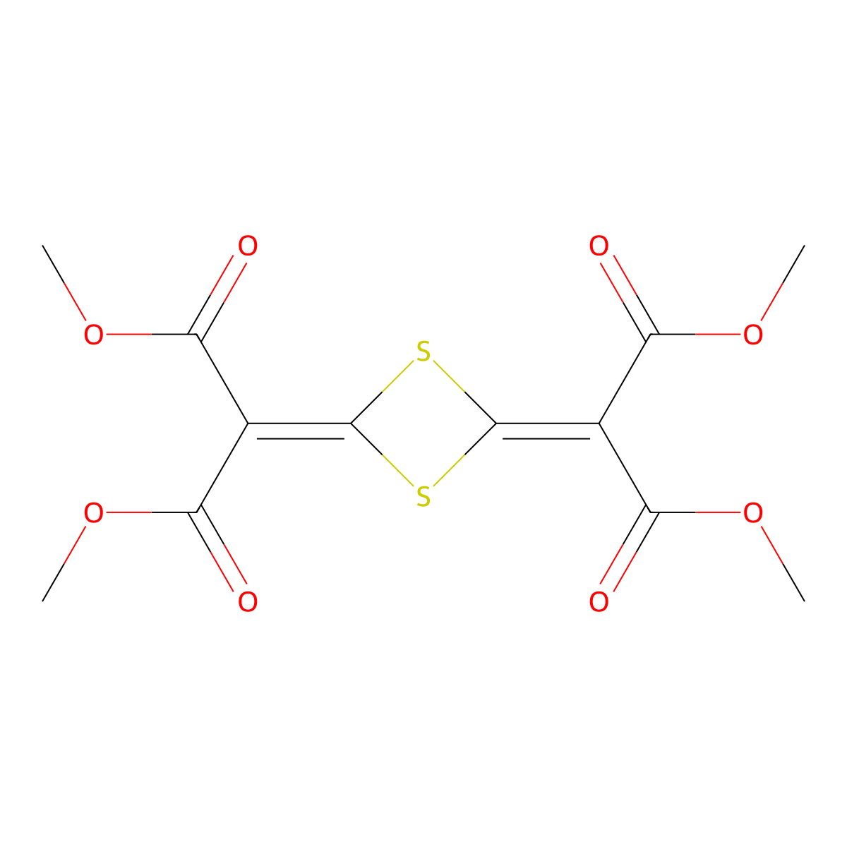 2,4-Bis[bis(methoxycarbonyl)methylidene]-1,3-dithietane molecular structure, CAS 63114-05-6