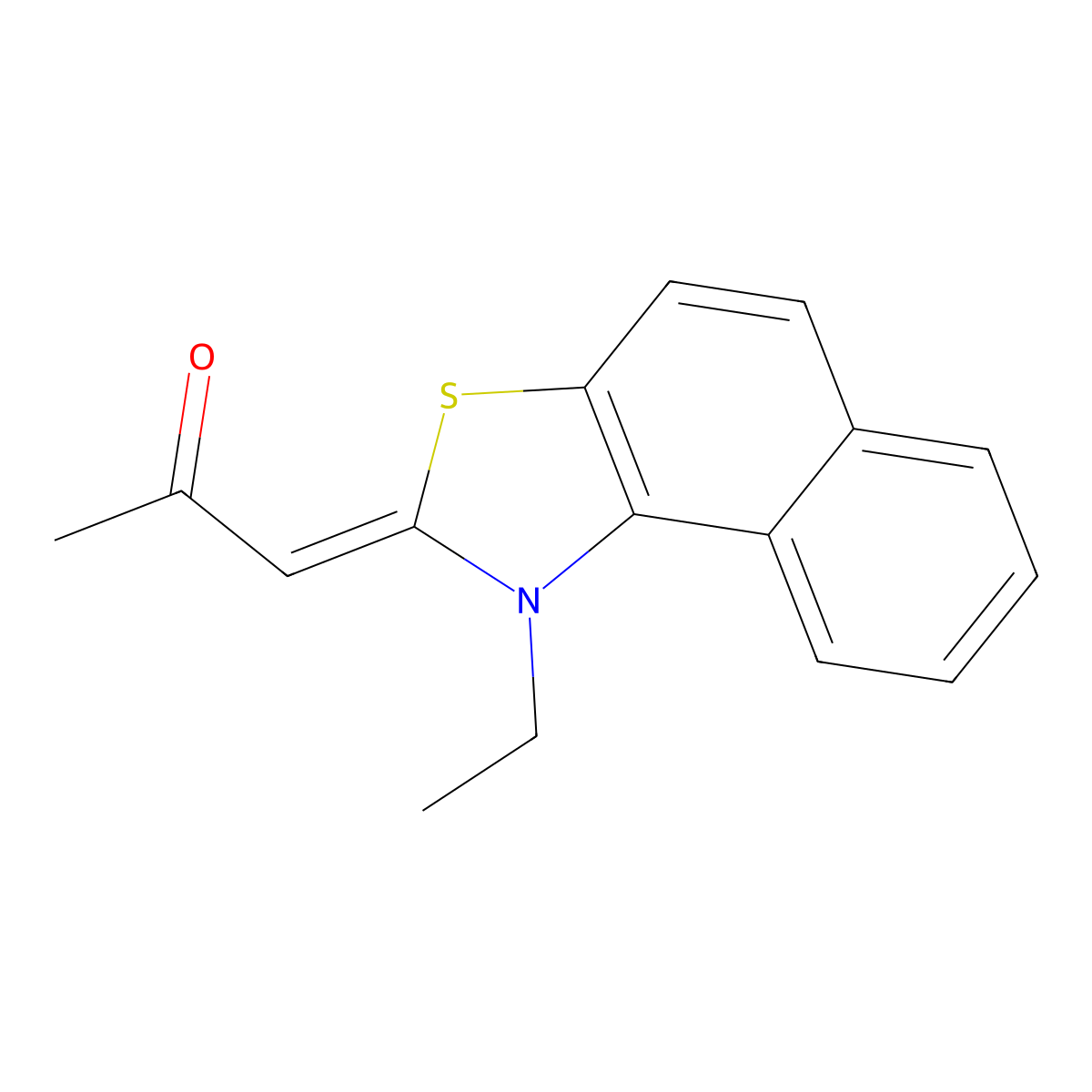 2-Propanone, 1-(1-ethylnaphtho[1,2-d]thiazol-2(1H)-ylidene)- molecular structure, CAS 63123-29-5