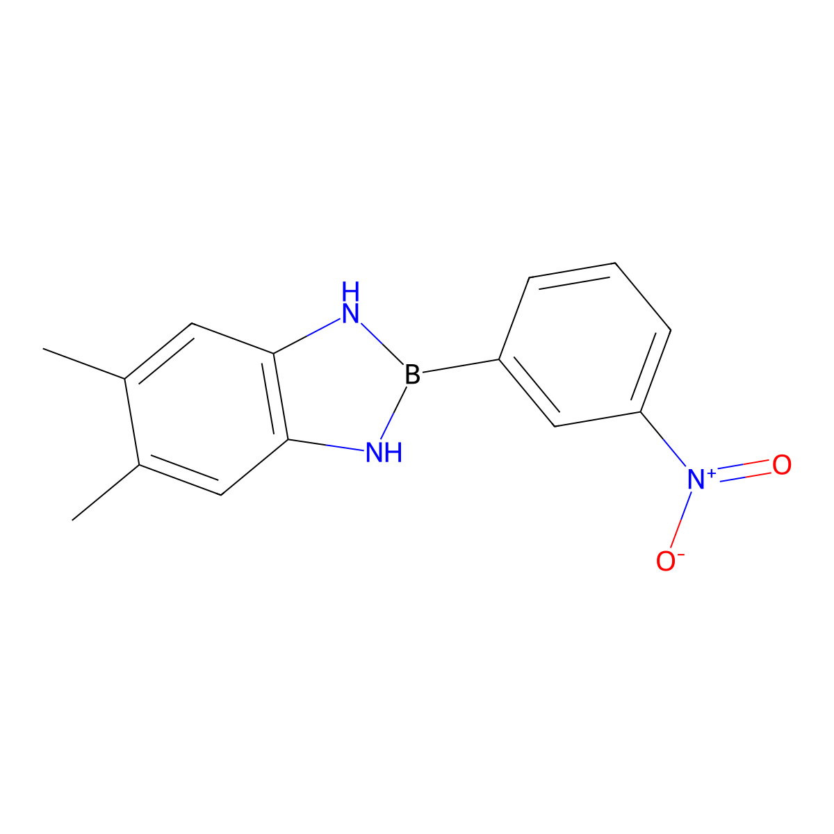 5,6-Dimethyl-2-(3-nitrophenyl)-2,3-dihydro-1H-1,3,2-benzodiazaborole molecular structure, CAS 63128-32-5