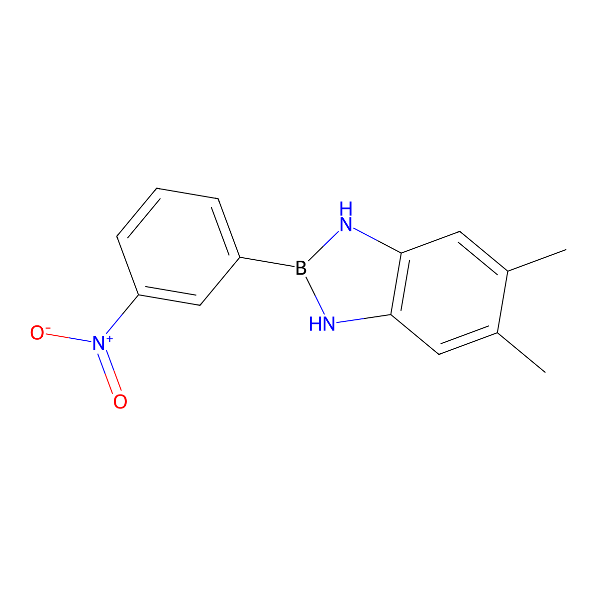 5,6-Dimethyl-2-(3-nitrophenyl)-2,3-dihydro-1H-1,3,2-benzodiazaborole molecular structure, CAS 63128-32-5