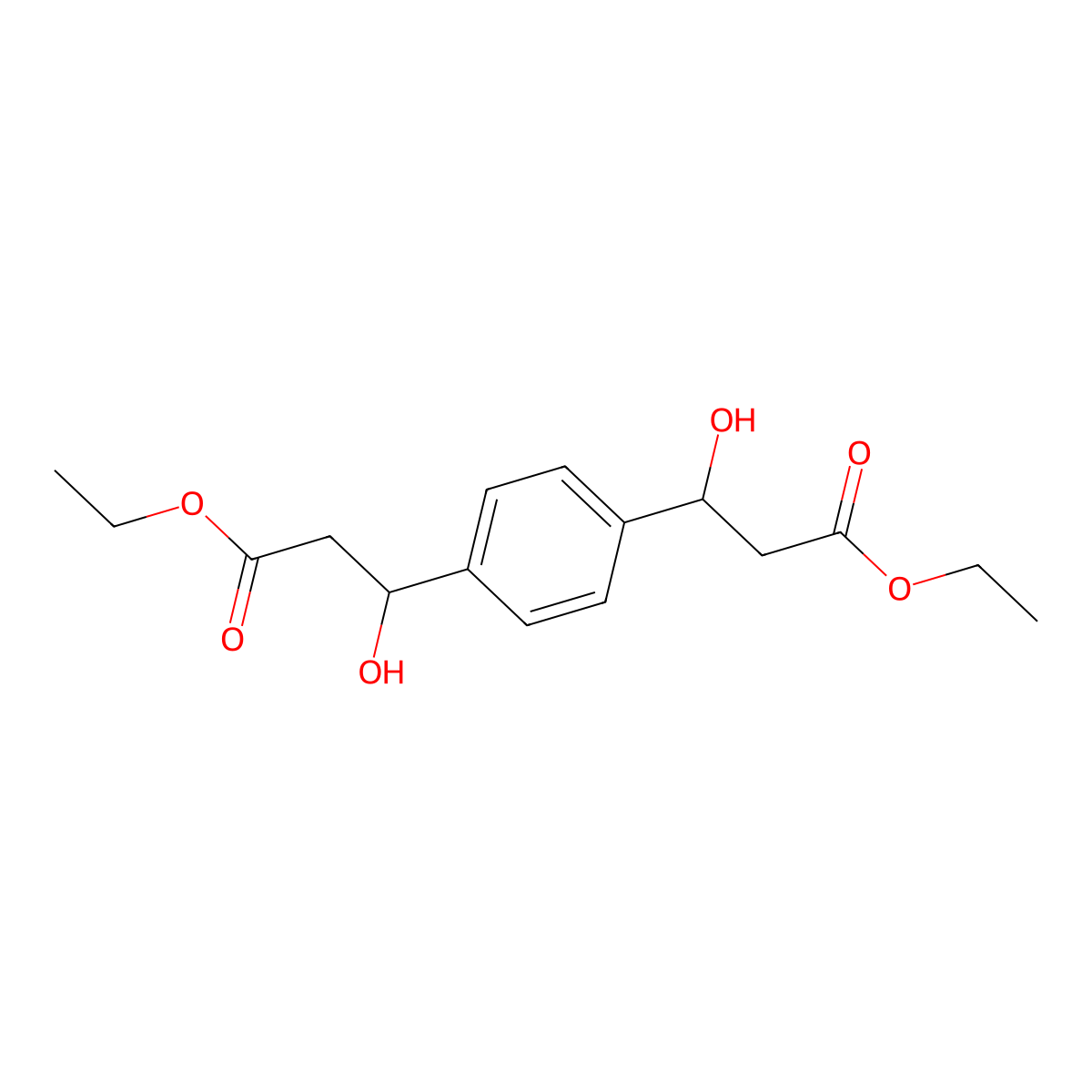 1,4-Benzenedipropanoic acid, beta1,beta4-dihydroxy-, 1,4-diethyl ester molecular structure, CAS 63133-89-1
