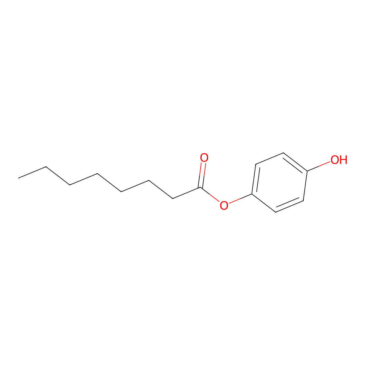 Octanoic acid, 4-hydroxyphenyl ester molecular structure, CAS 63133-91-5