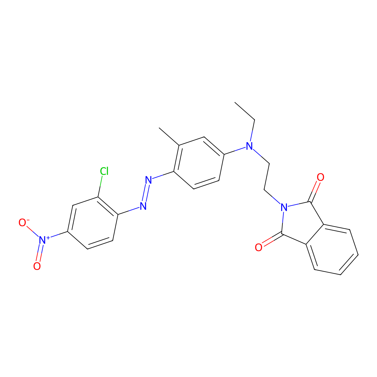 1H-Isoindole-1,3(2H)-dione, 2-(2-((4-(2-(2-chloro-4-nitrophenyl)diazenyl)-3-methylphenyl)ethylamino)ethyl)- molecular structure, CAS 63133-94-8