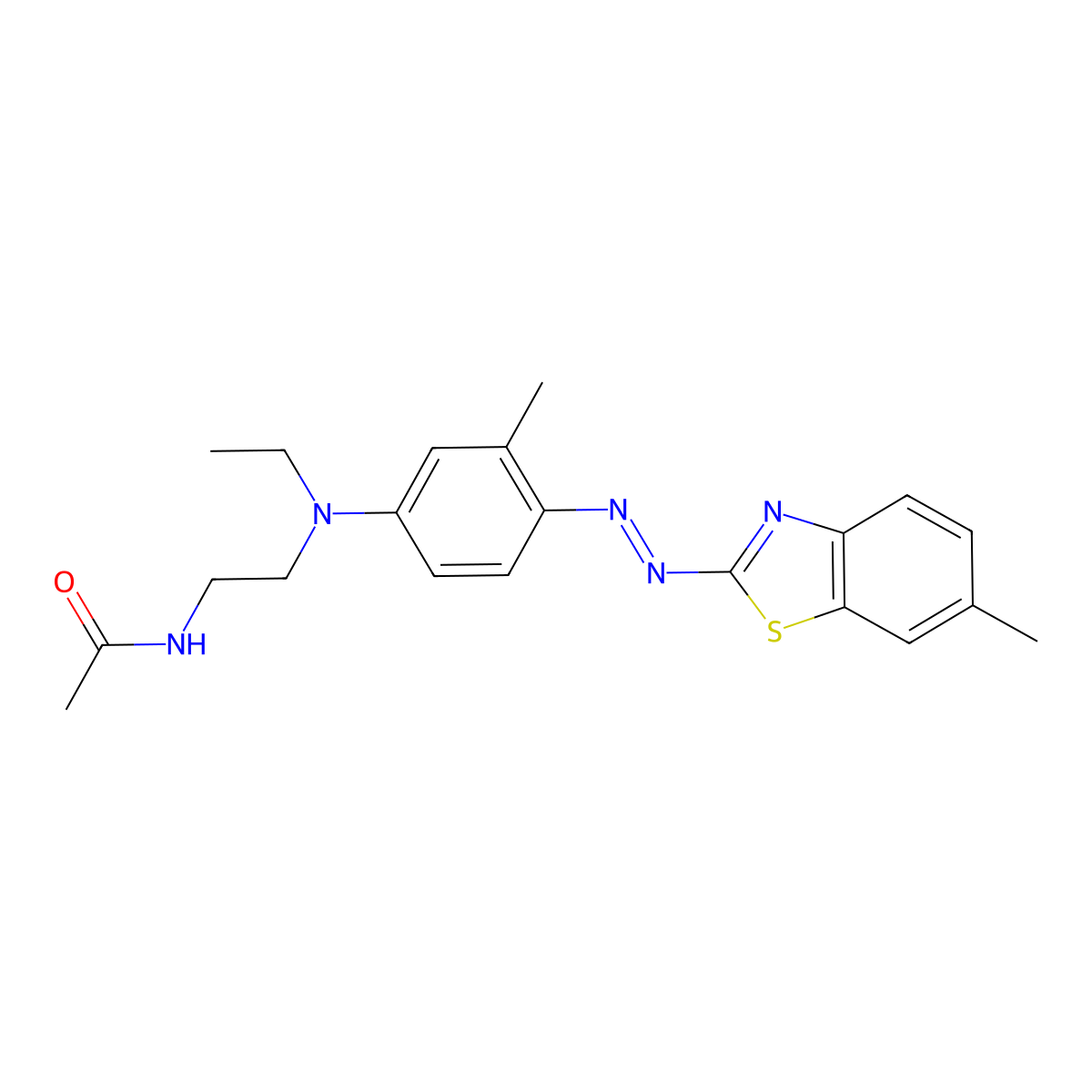 Acetamide, N-[2-[ethyl[3-methyl-4-[(6-methyl-2-benzothiazolyl)azo]phenyl]amino]ethyl]- molecular structure, CAS 63134-02-1