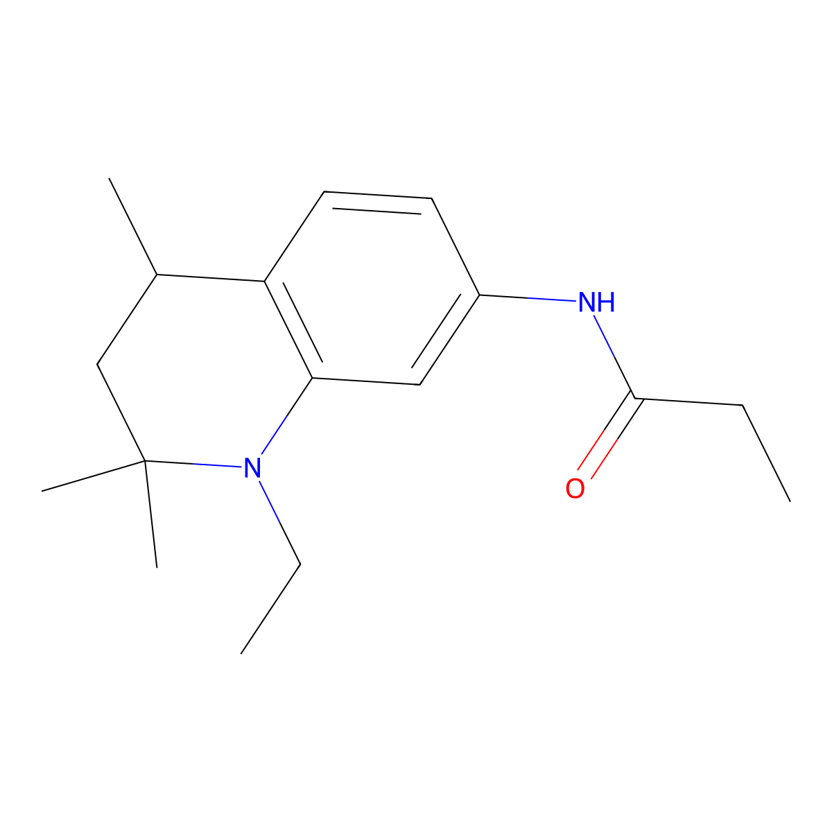 Propanamide, N-(1-ethyl-1,2,3,4-tetrahydro-2,2,4-trimethyl-7-quinolinyl)- molecular structure, CAS 63134-09-8