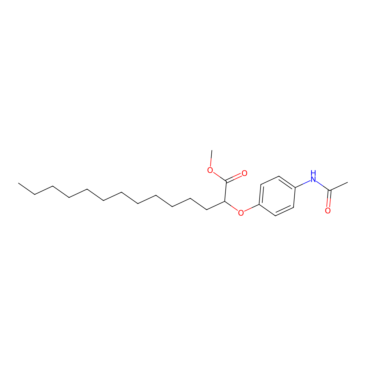 Tetradecanoic acid, 2-[4-(acetylamino)phenoxy]-, methyl ester molecular structure, CAS 63134-19-0