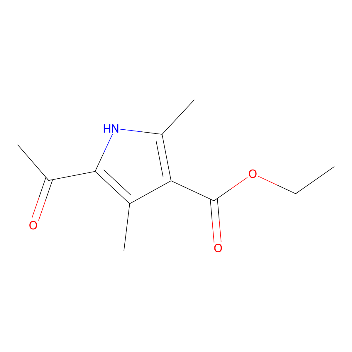 ethyl 5-acetyl-2,4-dimethyl-1H-pyrrole-3-carboxylate molecular structure, CAS 6314-22-3