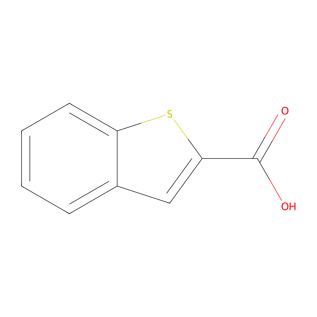 Benzo(b)thiophene-2-carboxylic acid molecular structure, CAS 6314-28-9