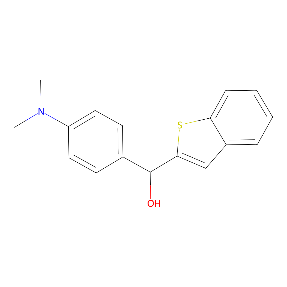 1-Benzothiophen-2-yl-(4-dimethylaminophenyl)methanol molecular structure, CAS 6314-39-2