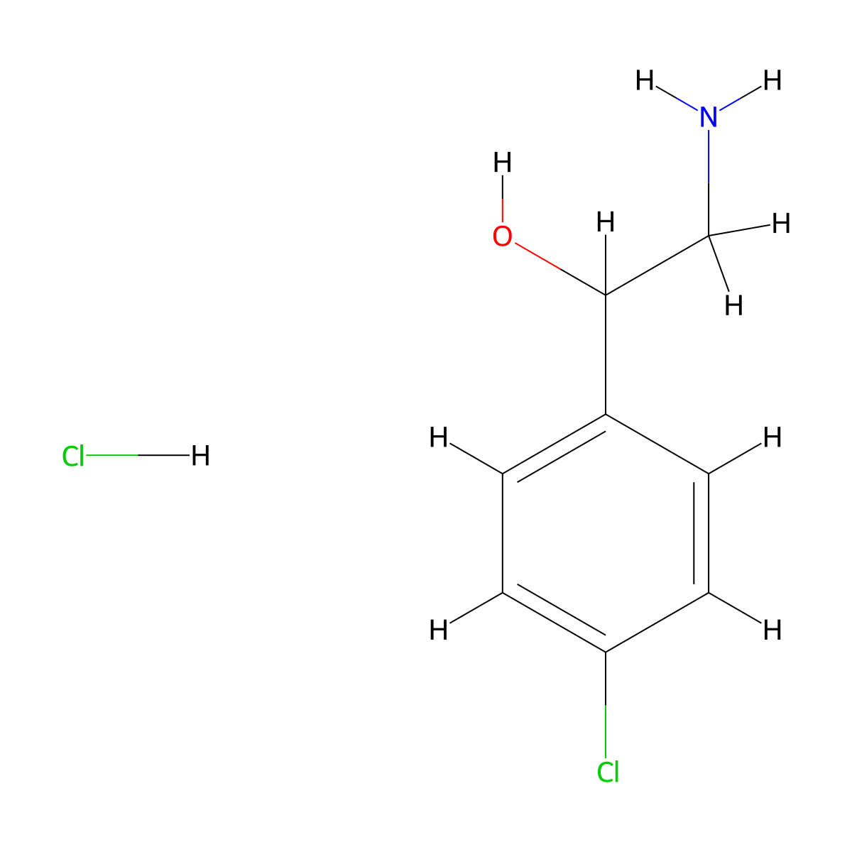2-Amino-1-(4-chlorophenyl)ethan-1-ol hydrochloride molecular structure, CAS 6314-53-0