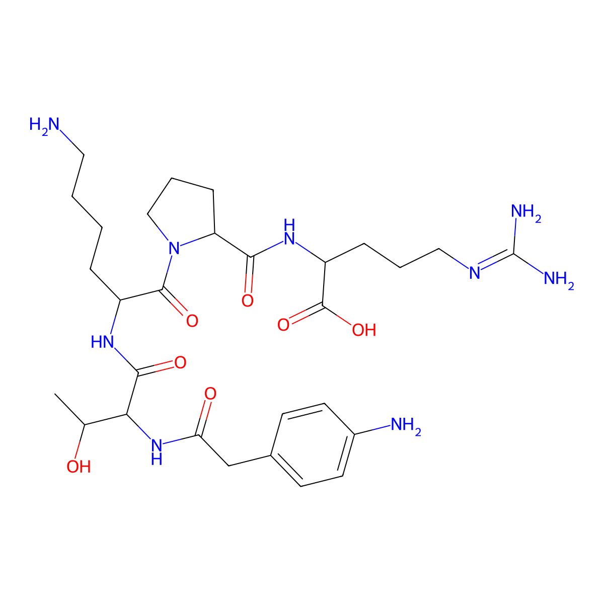 2-[[1-[6-Amino-2-[[2-[[2-(4-aminophenyl)acetyl]amino]-3-hydroxybutanoyl]amino]hexanoyl]pyrrolidine-2-carbonyl]amino]-5-(diaminomethylideneamino)pentanoic acid molecular structure, CAS 63147-94-4
