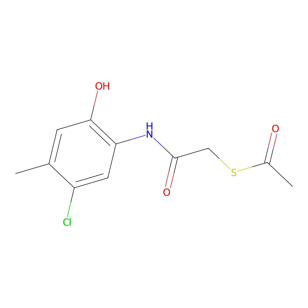 S-[2-[(5-chloro-2-hydroxy-4-methylphenyl)amino]-2-oxoethyl] ethanethioate molecular structure, CAS 63148-80-1