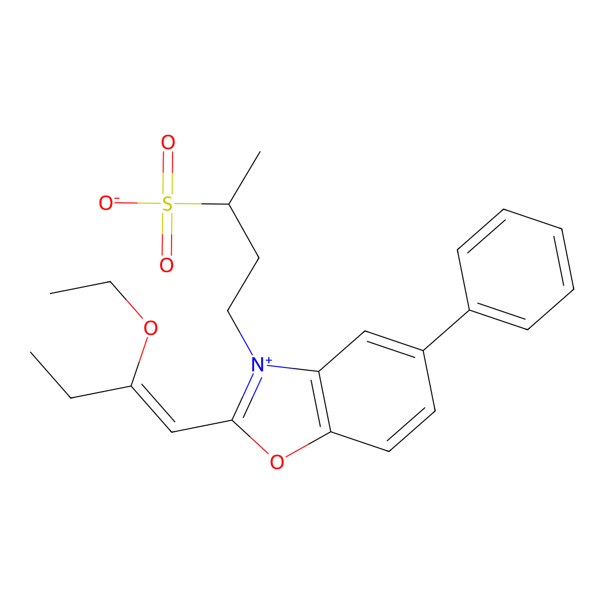 2-(2-Ethoxybut-1-enyl)-5-phenyl-3-(3-sulphonatobutyl)benzoxazolium molecular structure, CAS 63148-98-1