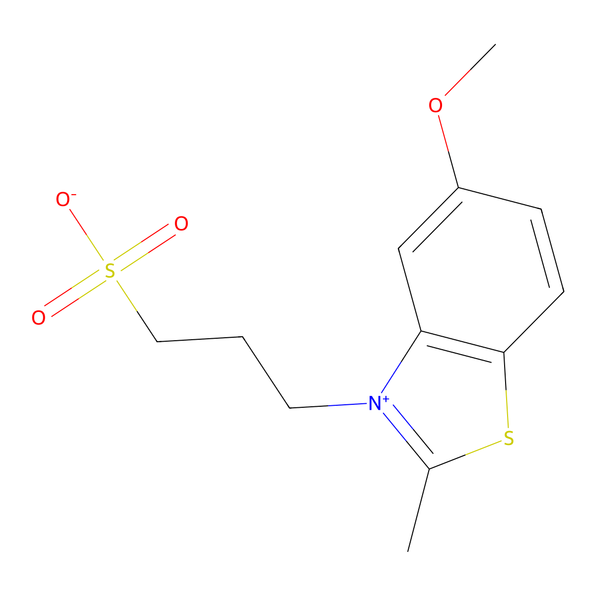 benzothiazolium, 5-methoxy-2-methyl-3-(3-sulfopropyl)-, inner salt molecular structure, CAS 63149-01-9